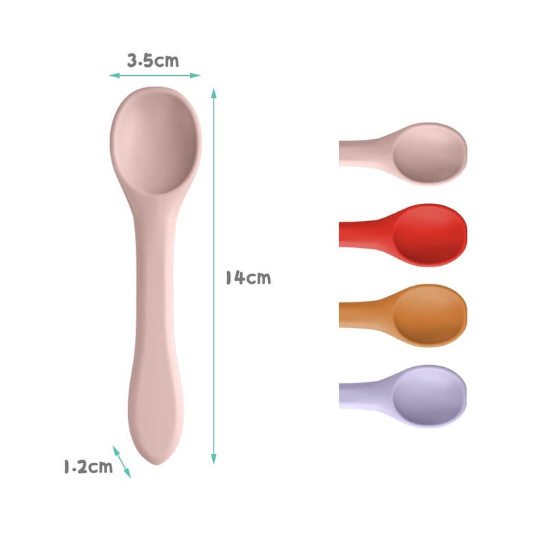 Vicloon Silicone Baby Feeding Spoons, 4 PCS First Stage Feeding Spoons for Infants, Baby Led Weaning Feeding Supplies Training Spoon, Toddler Utensils, Ultra-Durable & Chewproof, Dishwasher Safe - Image 2